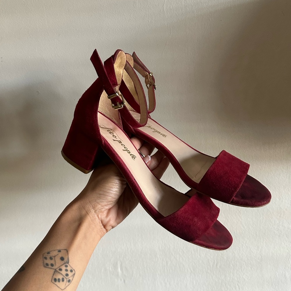 Free People Red Heels Sandals Women 6.5